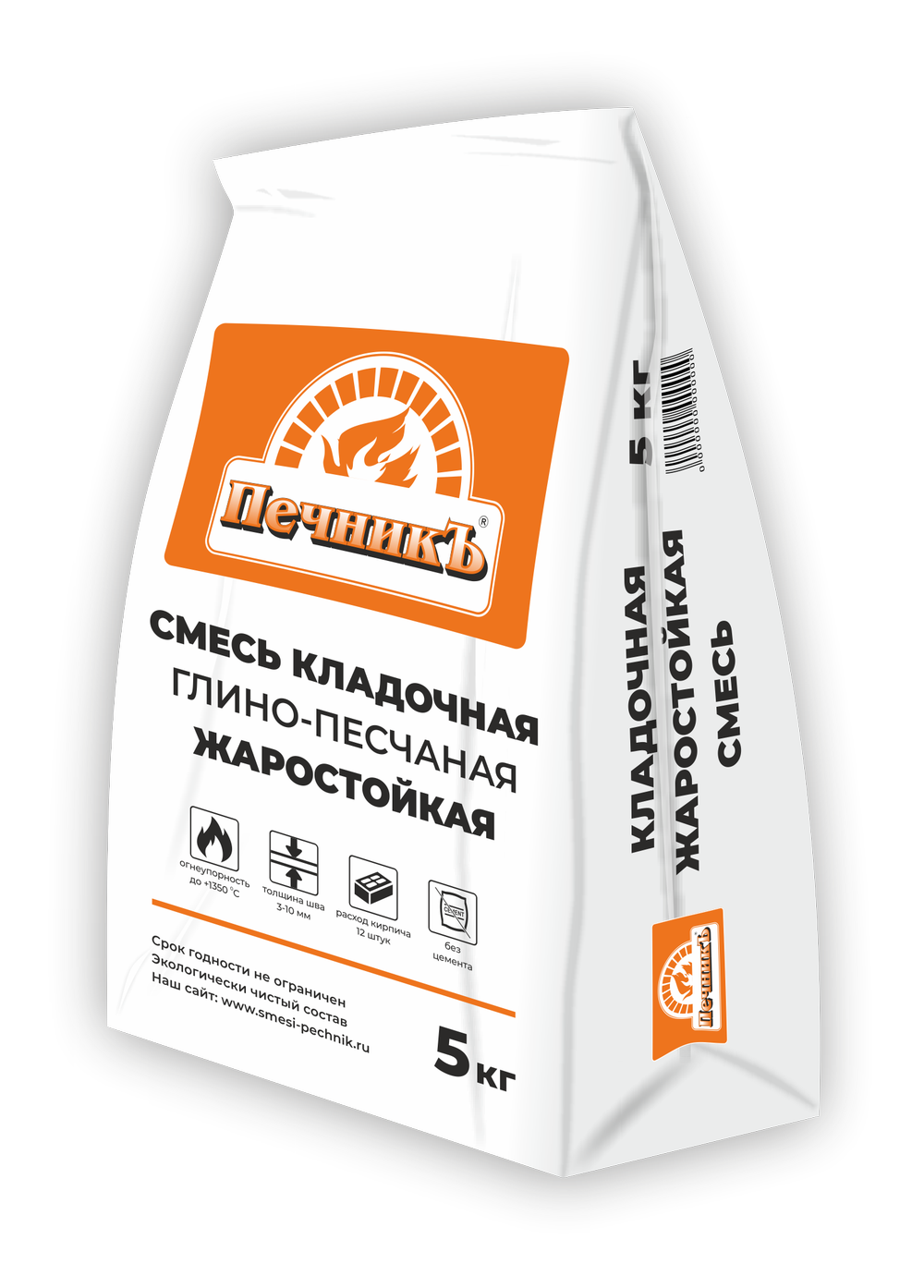 Смесь кладочная глино-песчаная жаростойкая 5 кг